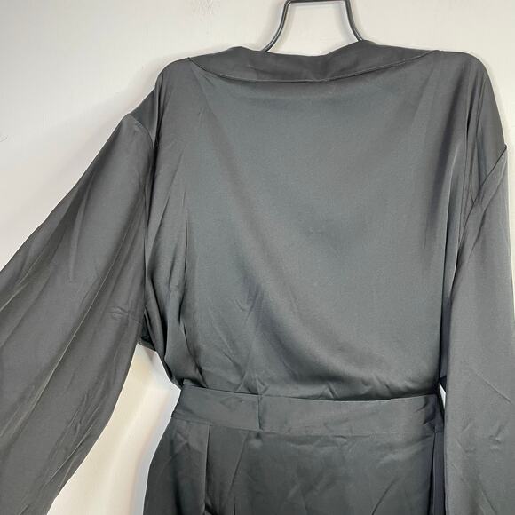 Fox & Royal City Chic Long Black Satin Robe Classic Minimalist Plus Size 18 M - Picture 10 of 15